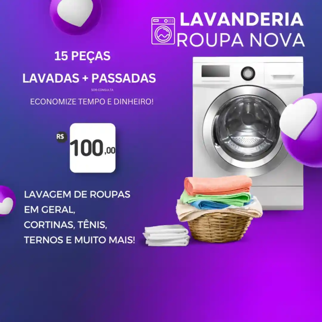 Promoção 15 peças lavadas e passadas por R$ 100,00