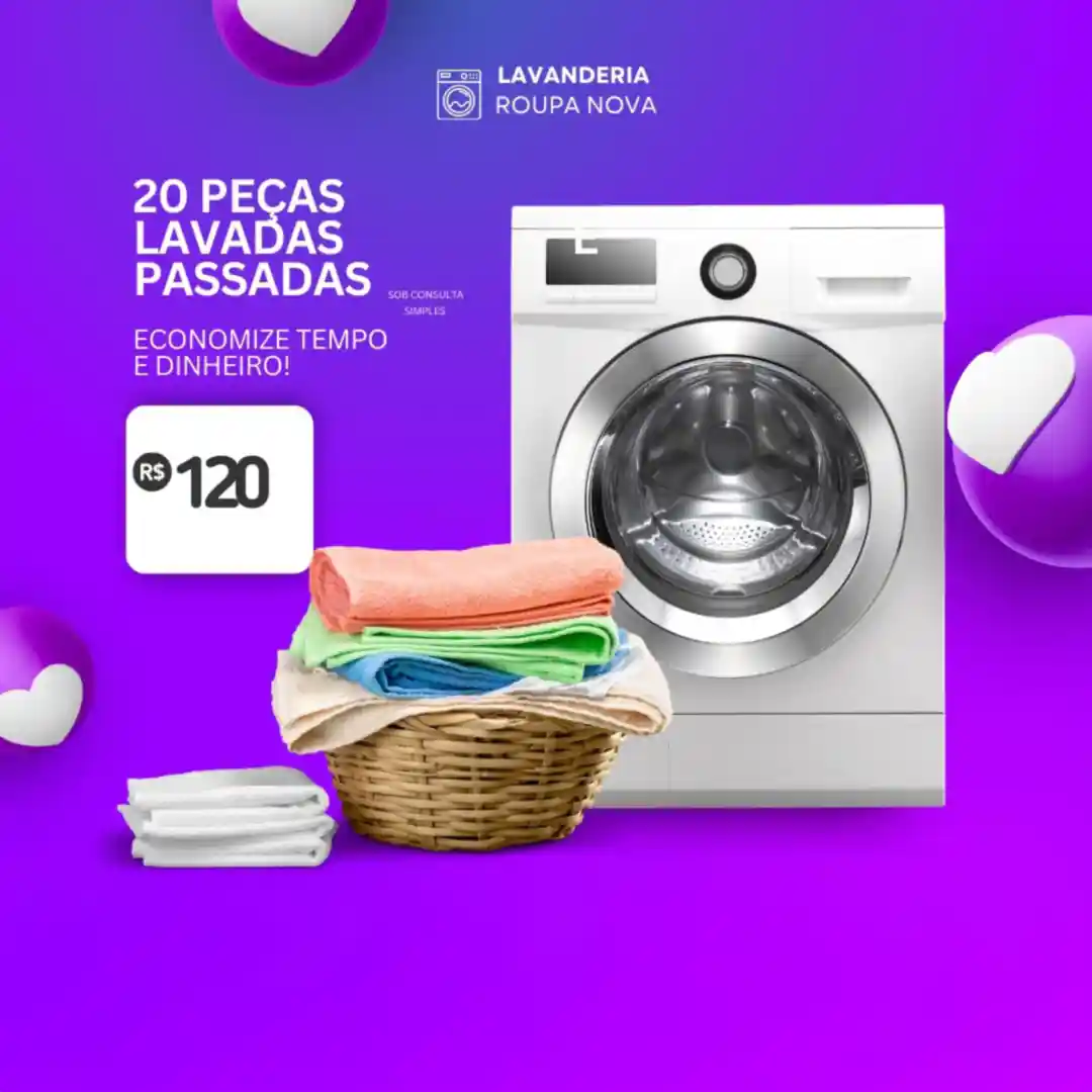 Promoção 20 peças lavadas e passadas por R$ 120,00