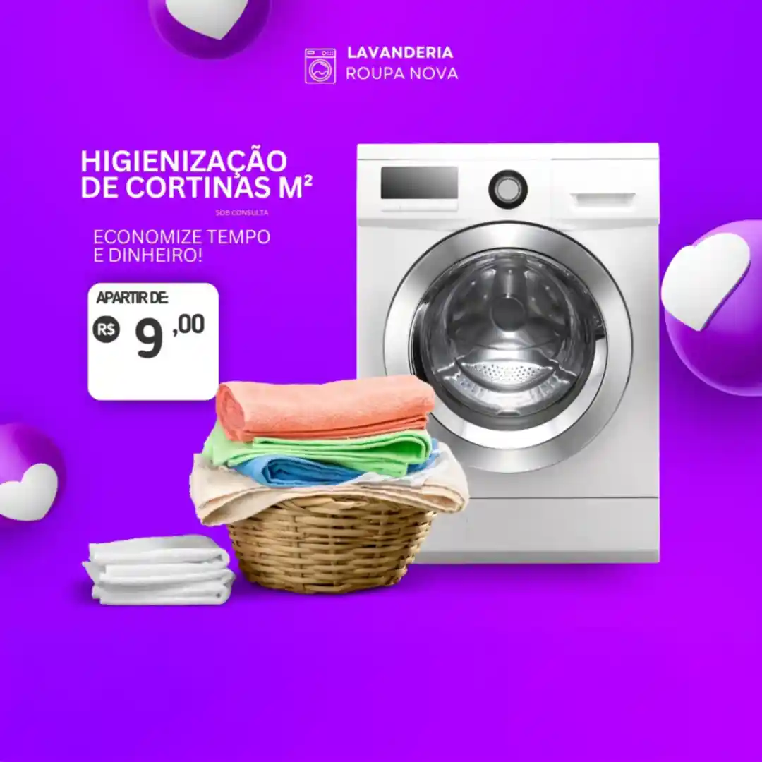 Promoção de higienização de cortinas por m² a partir de R$ 9,00